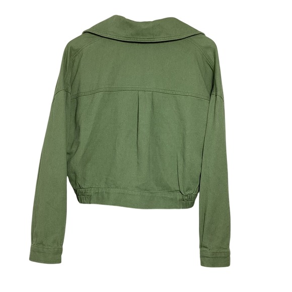 BLANKNYC Double Breasted Cropped‎ Trench Jacket Womens Olive Green S - Picture 3 of 10